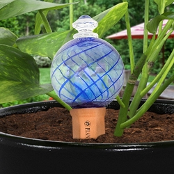 Plant Nanny Spiral Watering Globe with Stake 12 oz. Blue
